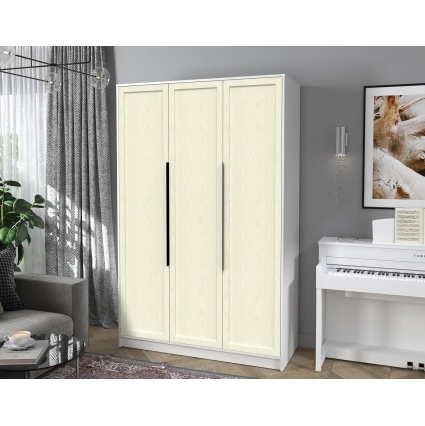 Шкаф распашной Тренд КТ-Ш3 (Белый платинум ЛДСП/ Дуб снежный ЛМДФ) Ш1360 В2128 Г547